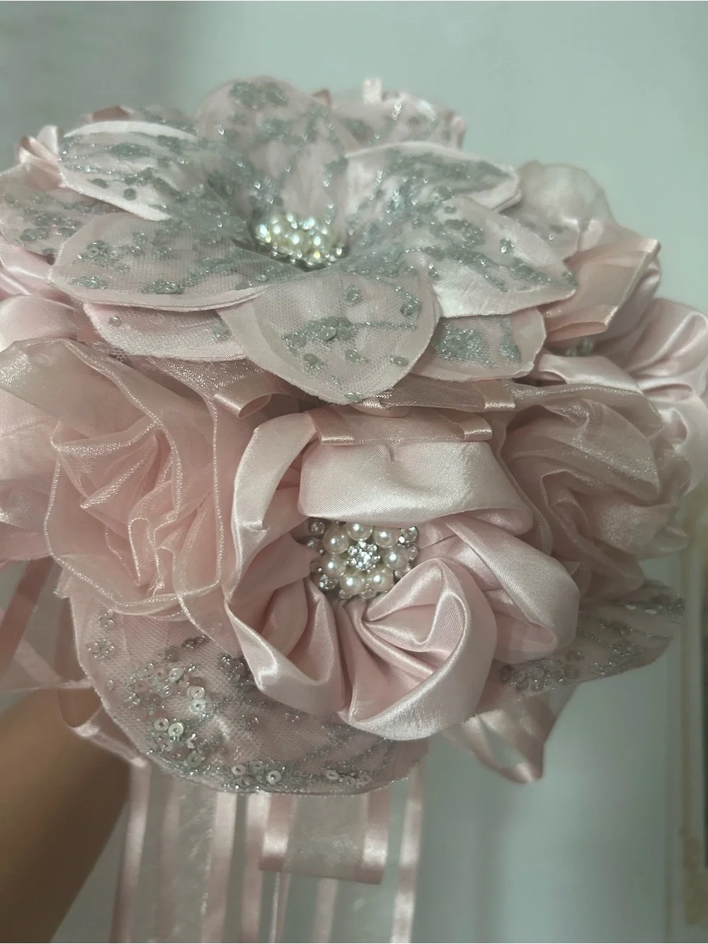 Elegant Blush Pink Sequined Floral Bouquet
